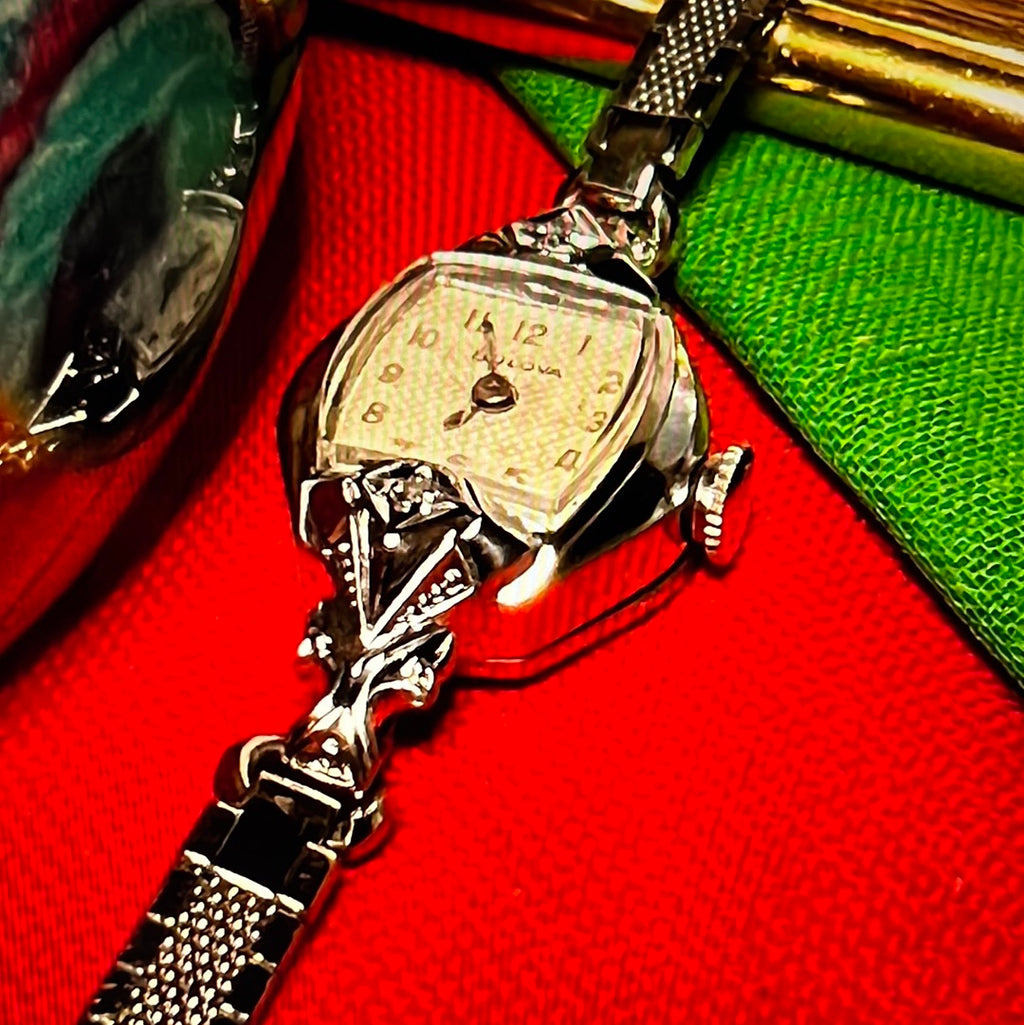 #02 Bulova Diamonds 10K White Gold Filled 17Jewls with warranty