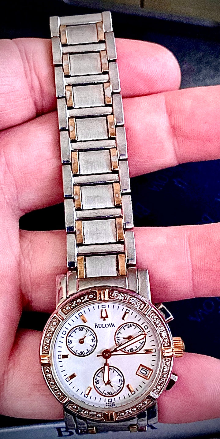 #782  Bulova C637380 Women's Chronograph Watch with Diamond Accents (new battery) Ebay Inv Mercari $91.62