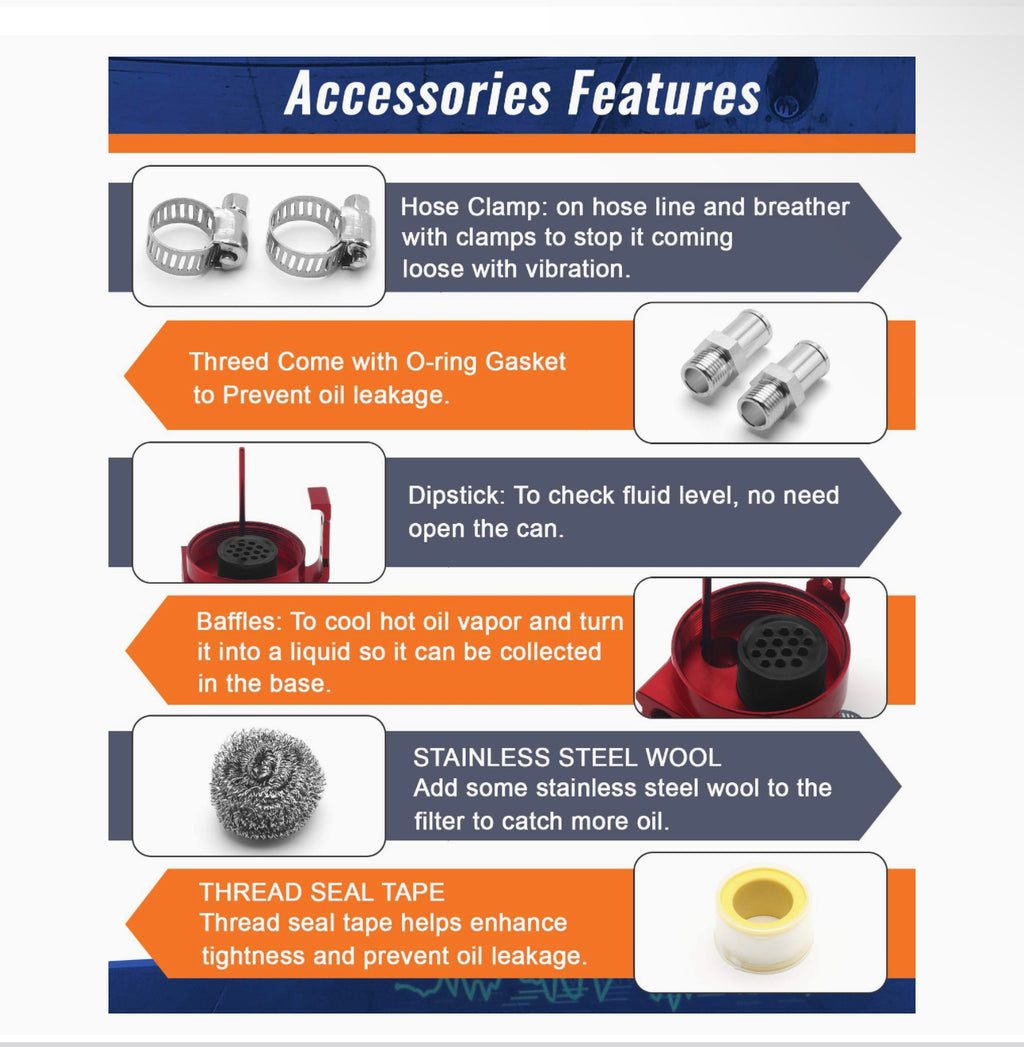 Oil Catch Tank Can Reservoir With Breather Filter Aluminum Fuel Engine