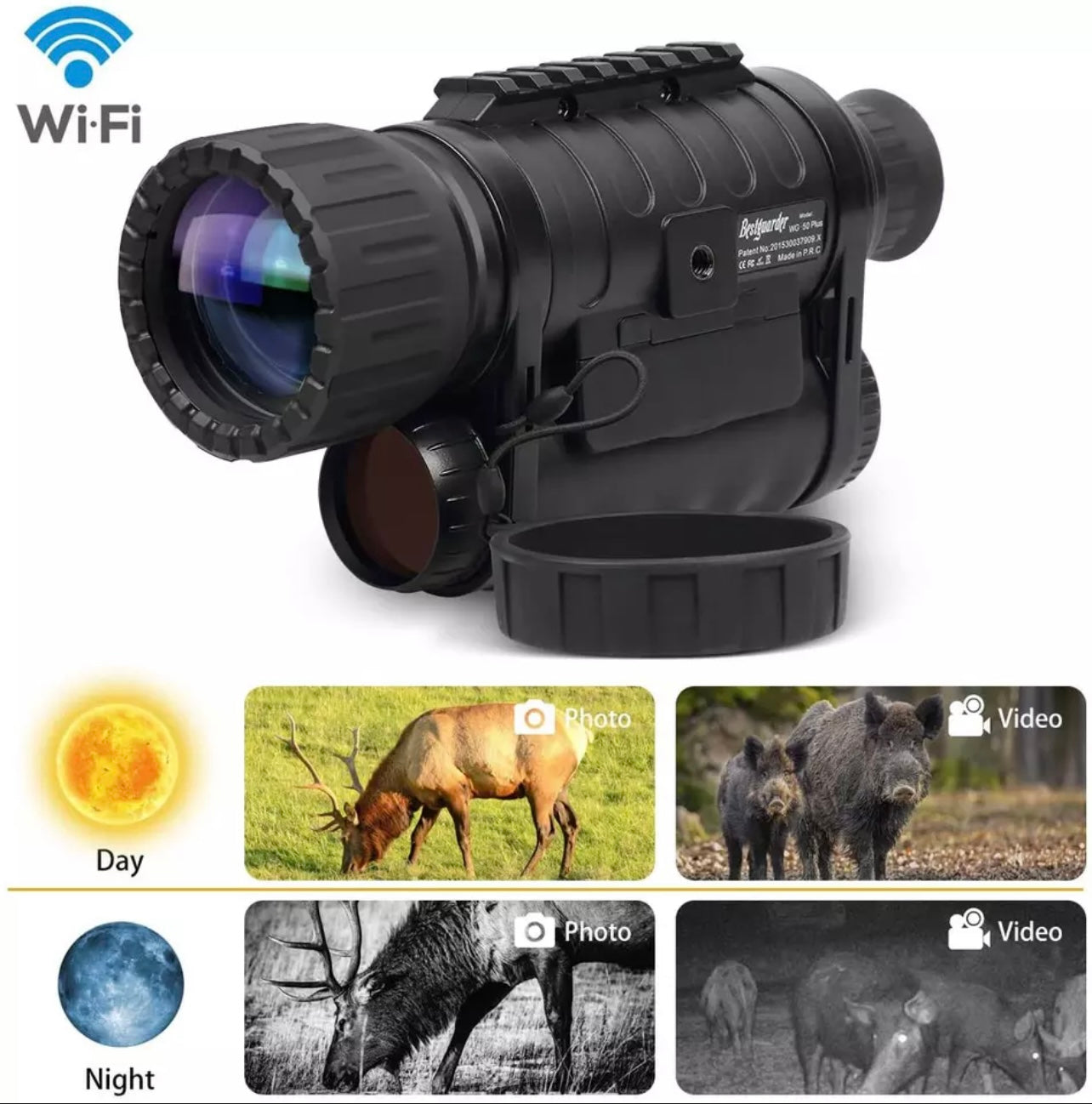 WG-50Plus 6x50mm WIFI Digital Night Vision Infrared IR Monocular w/32G & Camera