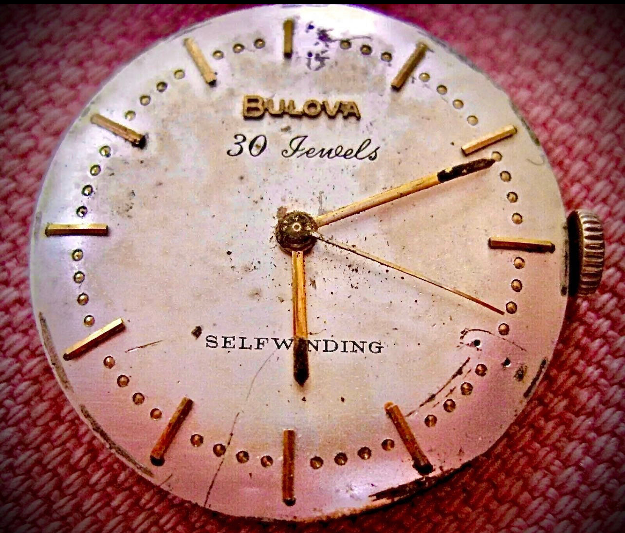 #365M Vintage BULOVA cal 10 BZAC selfwinding wrist watch movemnet for Parts or not working