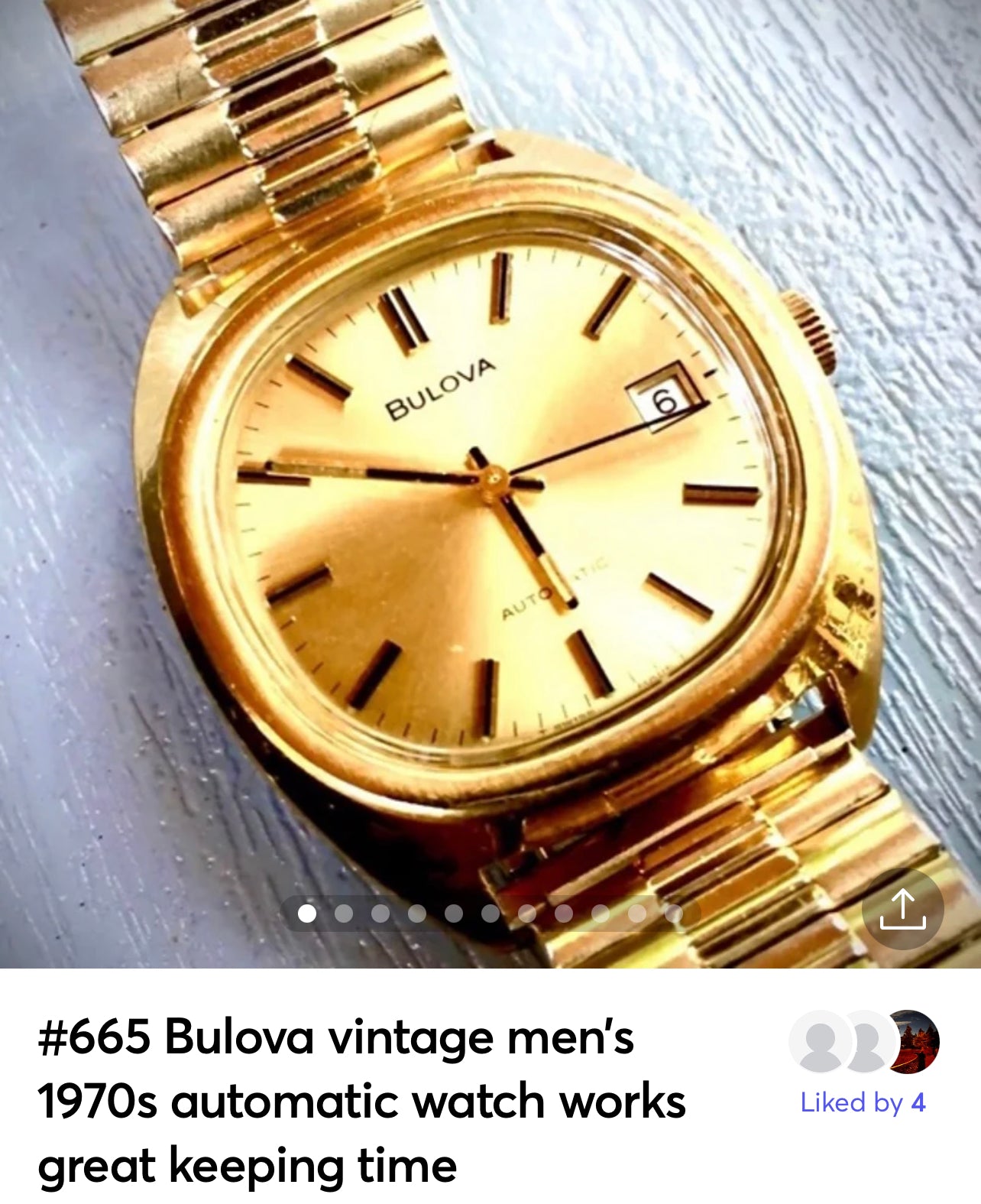 #665 Bulova vintage men’s 1970s automatic watch works great keep Good time