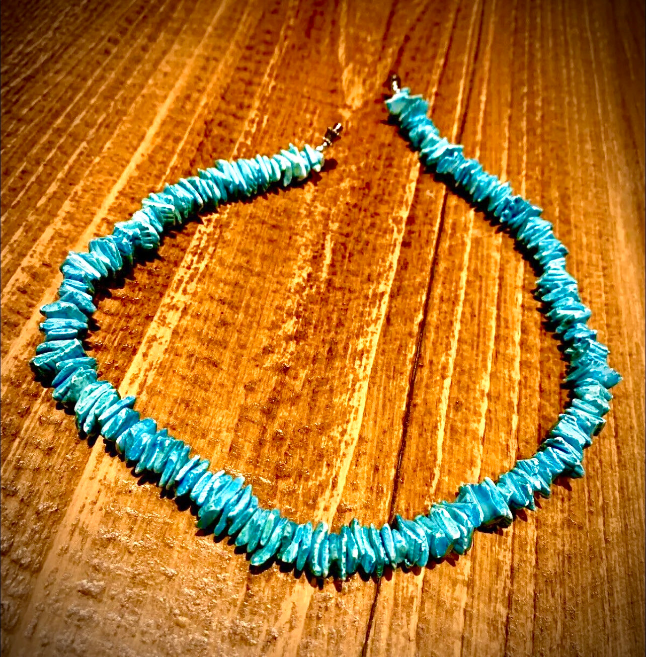 TURQUOISE SHELL CHOCKER NECKLACE BOHO CHIP BEACH STYLE