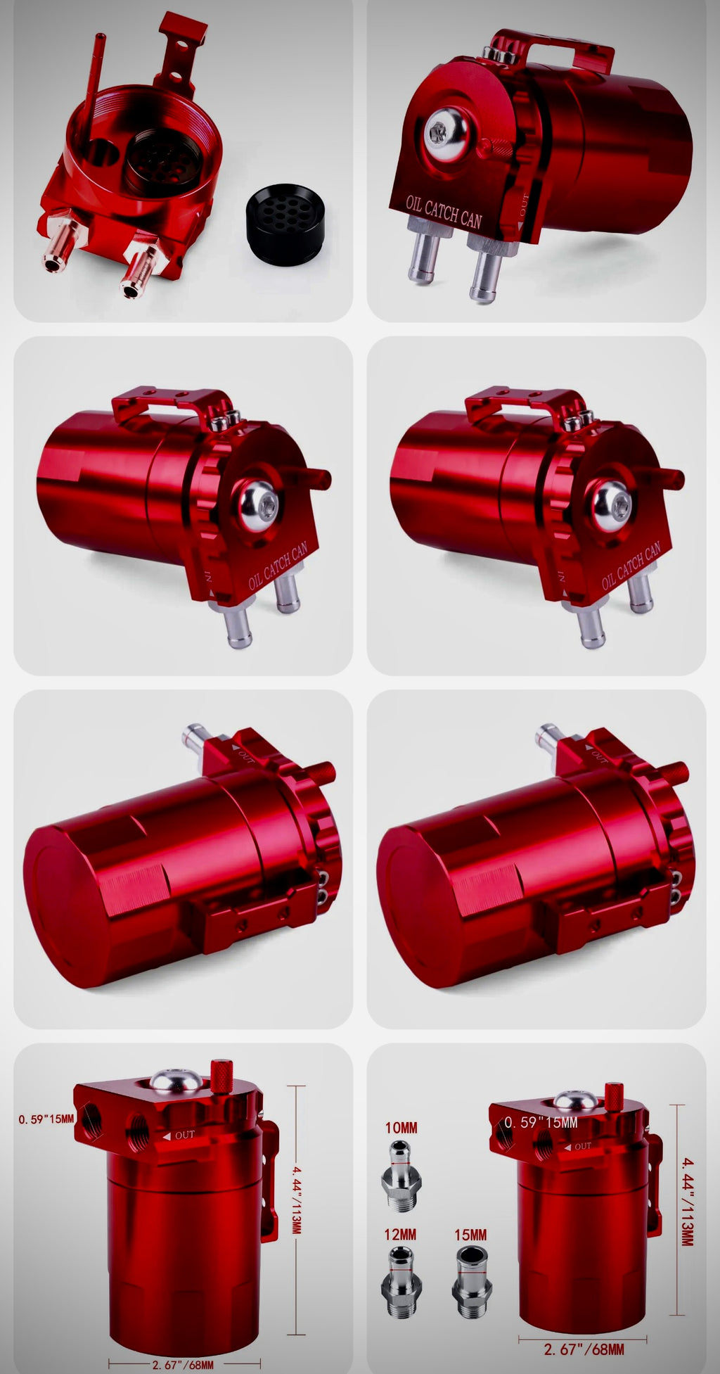 Oil Catch Tank Can Reservoir With Breather Filter Aluminum Fuel Engine