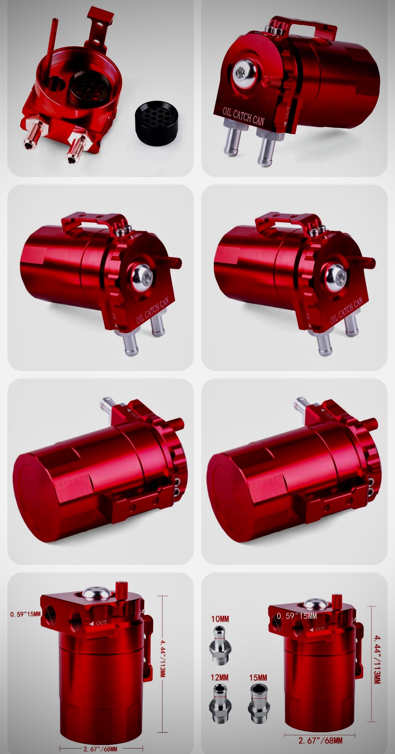 Oil Catch Tank Can Reservoir With Breather Filter Aluminum Fuel Engine