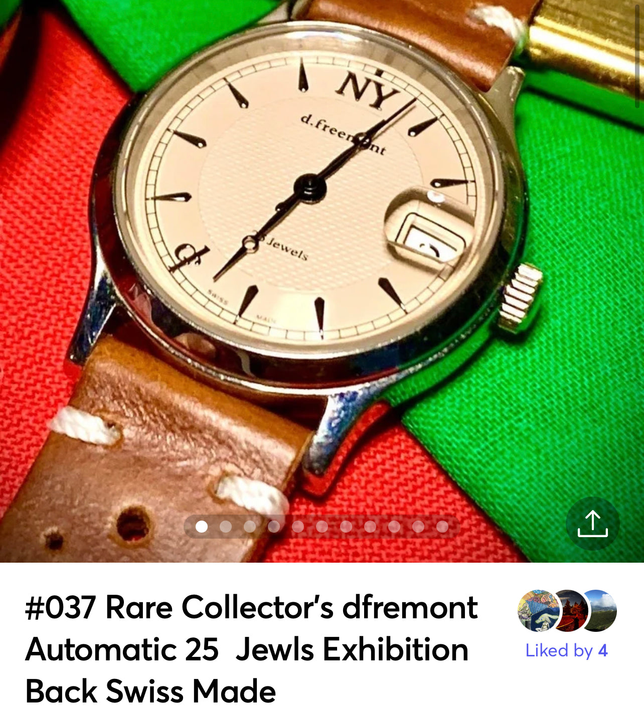 #037 Rare Collector’s dfremont Automatic 25  Jewls Exhibition Back Swiss Made