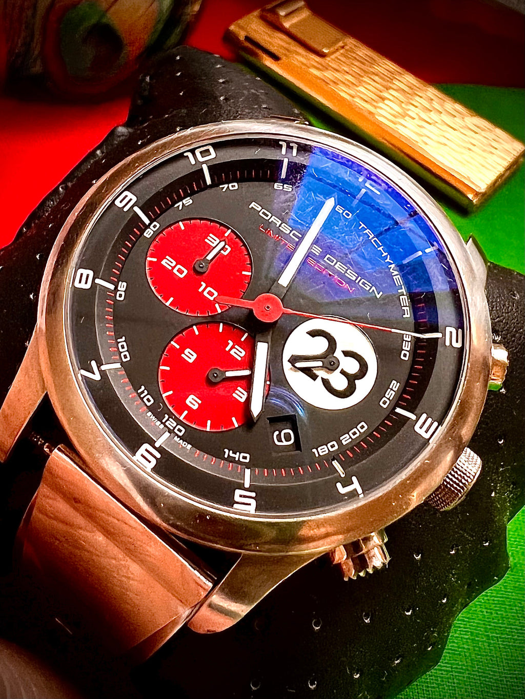 #616 Porsche Design P6612 Dashboard Chronograph Limited Edition Titanium Swiss Automatic case 42mm Lugs 22mmHighly Collectable Titanium watch car 23 winner of 1970 Lemont