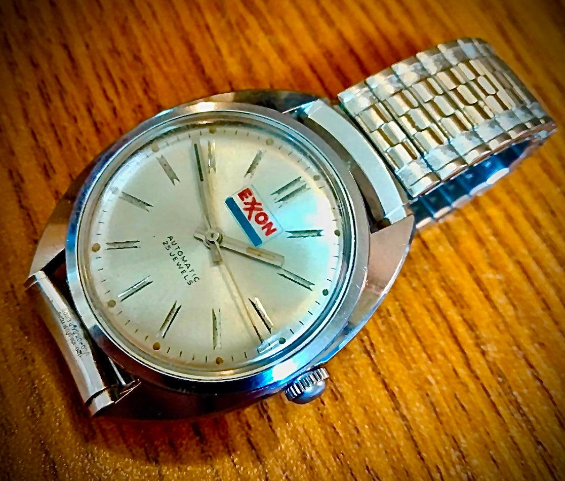 #431 Vintage Automatic 25 jewels Exxon advertising Wrist atch