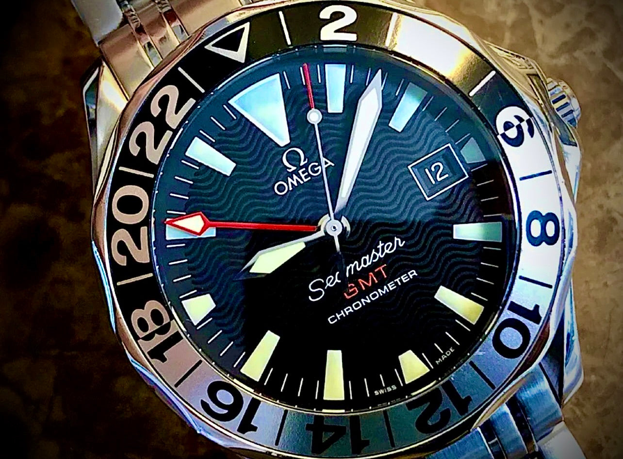 #623 Omega Seamaster 300m GMT 50th Anniversary 41mm Automatic Black Wave Dial 2234.50 50th anniversary