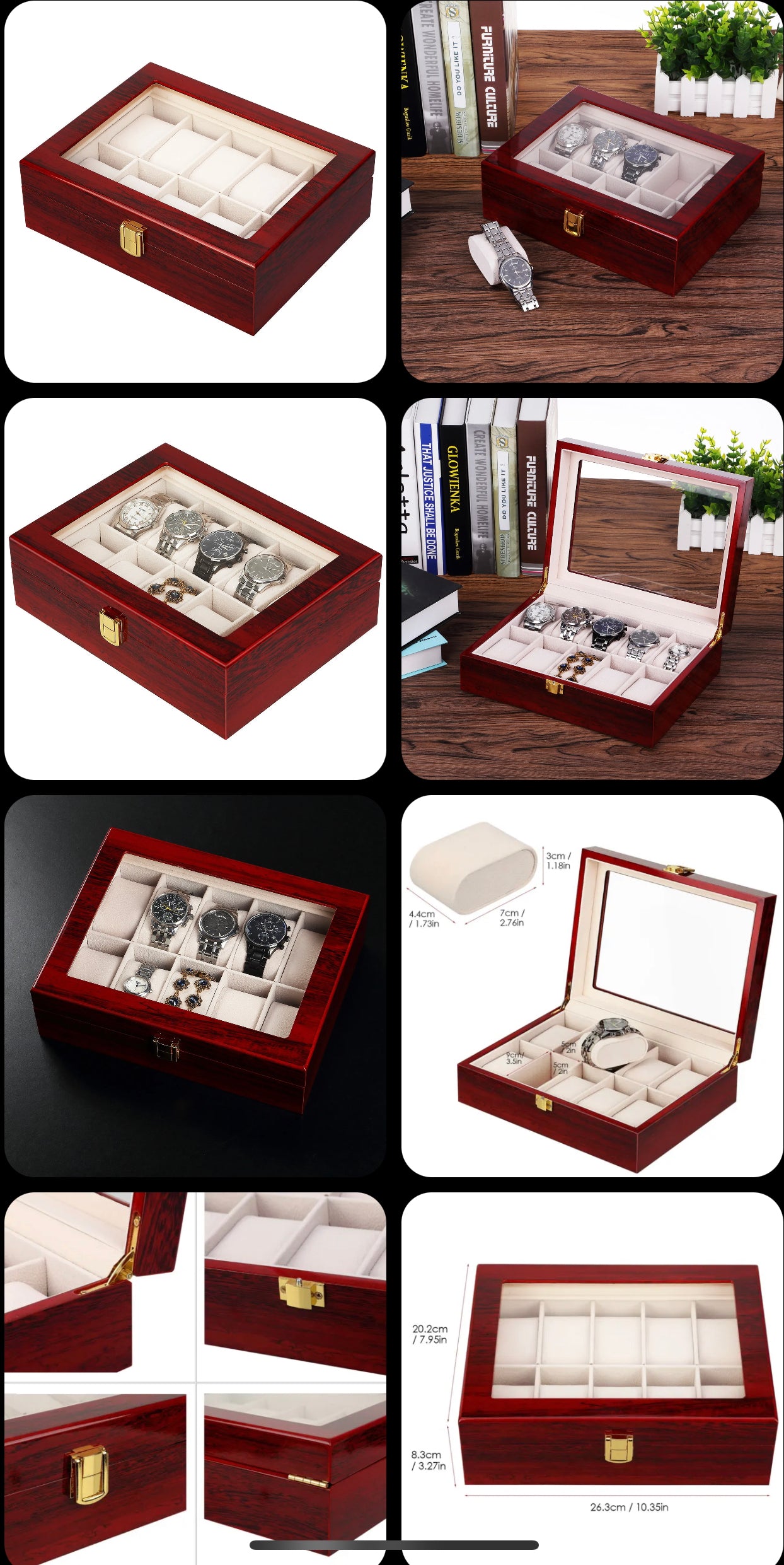 New 10 Slots Wooden Watch Display Case Jewelry Collection Storage Holder Box