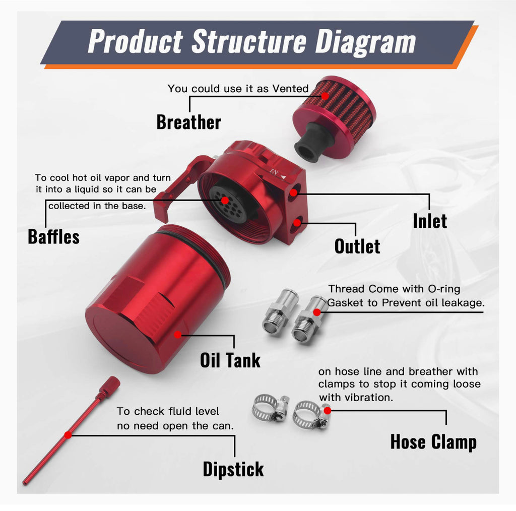 Oil Catch Tank Can Reservoir With Breather Filter Aluminum Fuel Engine